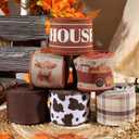 LaRibbons Fall Burlap Plaid Ribbon Wired 2 1/2" x 6 Yards 6 Rolls, Harvest Farm Ribbon for Autumn Wreath Thanksgiving Christmas Farm Gift Wrapping Home Decor