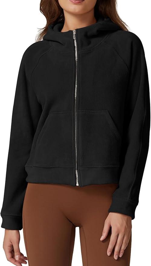 QINSEN Womens Full Zipper Hoodies Fleece Lined Collar Pullover Cozy Long Sleeve Sweatshirts M