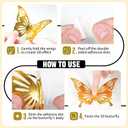 3 x Butterfly Decorations, 72 Pcs 6 Styles 3 Sizes Butterfly Wall Decor, Butterfly Party Decorations, Butterfly Wall Stickers 3D Wall Art for Room Decor Birthday Baby Shower (Gold)