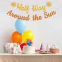 Half Way Around the Sun Banner, Sun Half Birthday Party Decorations, 6 Months Baby Birthday Banner, 1/2 Way to One, Sunset 1/2 Bday Supplies Orange Gold Glitter