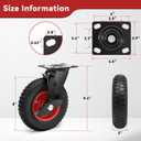 Nefish 8 Inch Heavy Duty Outdoor Casters 2200 LBS, Durable Large Casters Wheels Set of 4, Industrial Grade Rubber Castors with Knobby Tread for Trolley, Industrial and Chicken Coop (2 Brake & 2 Rigid)