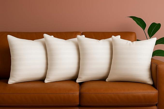 Trendy Home 18x18 Throw Pillow Insert (Set of 4, White) Bed and Couch Pillows Stuffer Hypoallergenic Decorative Home Indoor Outdoor Sofa Pillow Filler (Machine Wash, 4 Pack)