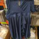 Cocktail Dress For Women, Plus Elegant Dress, Fancy Dress, Vintage V-neck, A Line, Wedding Guest Sparkle Chffion Midi Dress, Navy Blue (No Size)