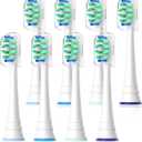 Replacement Heads Compatible with Sonicare Toothbrush, Replacement Brush Head for Philips Sonicare Electric Toothbrush 4100 5100 6100 9900 C2 W3 and More Snap-on Handles White (1 Count (Pack of 8))