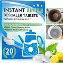 Kettle Descaler Tablet, 20 Pack Kettle Cleaner Removes Hard Water Buildup, Efficient Citric Acid for Cleaning, Limescale Remover Tablet For Kettles, Coffee Machines, Shower Heads (20)