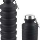 Nefeeko Collapsible Water Bottle, Reuseable BPA Free Silicone Foldable Water Bottles for Travel Gym Camping Hiking, Portable Leak Proof Sports Water Bottle with Carabiner (Black-27oz)