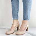 JENN ARDOR 3 inch High Heel Pumps for Women Close Toe Leather Dress Pumps Shoes (Nude,10)