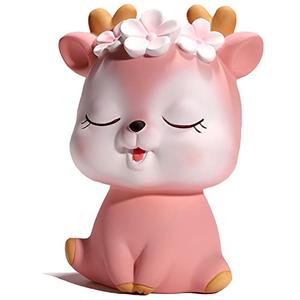 BCIULASL Piggy Bank Girls, Cute Deer Money Bank, Unbreakable Plastic Coin Bank, Pink Piggy Banks Saving Money Box Home Room Decoration Birthday for Kids Adults
