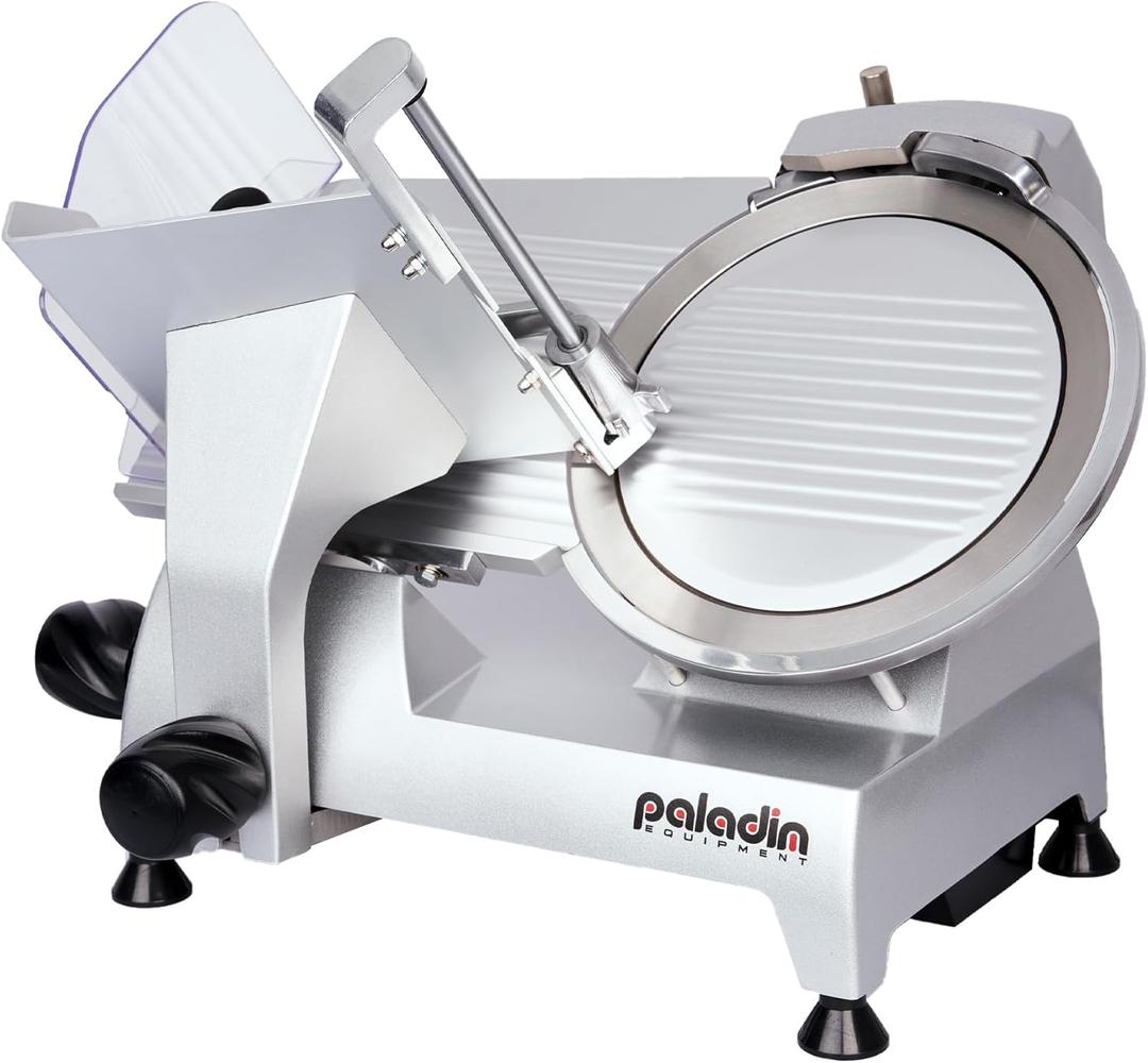 10" Commercial Manual Meat Slicer,180w, 1/3 HP, Italian Carbon Steel Blade, Electric Lunch Food Slicer, ham cutter with Adjustable Slicing Thickness for Semi-frozen Meat, Cheese (Silver)