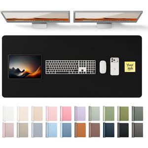 YSAGi Leather Desk Protector, Office Mat, Large Mouse Mat, Non-Slip PU Leather Blotter, Laptop Pad, Waterproof Writing Pad for Office and Home (Black, 47" x 17")