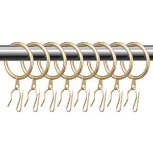 Hotop 30 Pcs Metal Drapery Curtain Rings 0.98/1.26/1.65 inch Interior Diameter and 30 Pcs Hanging Curtain Drapery Pin Hooks for Window Door Shower(Champagne Gold,42mm)