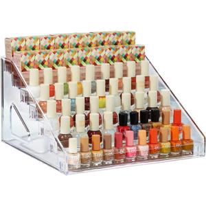 Nail Polish Organizer 84 Bottles of 7 Layers Sunglass Organizer Acrylic Display Rack Eyeglasses Storage Essential Oils Holder Makeup Organizer No Tool Needed Assembly, Clear