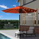9FT Patio Umbrella with Solar Lights,Outdoor Market Umbrella with Tilt and Crank, LED Lighted Table Umbrella for Garden,Deck,Backyard,Pool,Beach (Orange)