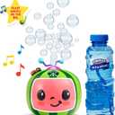 CoComelon NO Spill Musical Bubble Machine | Bubble Toy for Baby, Toddlers and Kids | Amazon Toys Exclusive with 16 oz of Extra Bubble Solution (Bubble Solution Bottle Colors Will Vary)