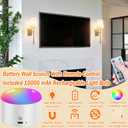 Battery Operated Wall Sconce Light Set Of Two, Battery Operated Sconces Wall Lighting Indoor Wireless Wall Sconce With Remote Control, Dimmable Battery Wall Lamp With 3CCT Bulb For Bedroom Living Room