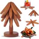 Wood Christmas Tree Trivets for Hot Dishes/Pot/Bowl/Teapot/Hot Pot Holders, Gifts for Family/Friends, Cute and Practical Kitchen Decorations(Smooth- 4Pcs)