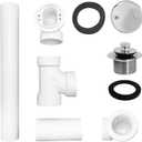 Westbrass D4972-26 1-1/2" Bath Waste & Overflow Assembly with Pull Drain Stopper and Two-Hole Faceplate Top Elbow - Sch. 40 PVC, Polished Chrome (2-Pack)