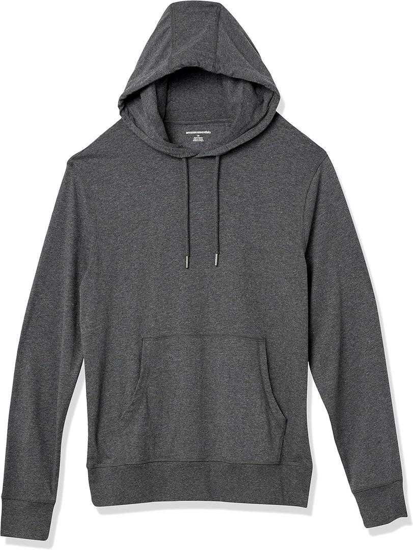 Amazon Essentials Men's Lightweight Soft Jersey Pullover Hoodie, X-Small, Charcoal Heather