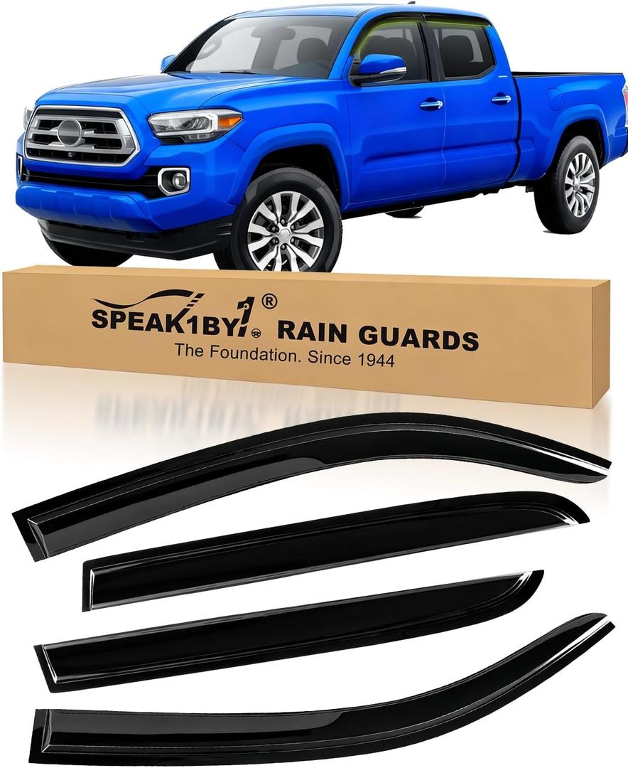 Rain Guards for Tacoma 2016-2023 Window Visor,Tape-On Side Window Deflectors,Dark Smoke Vent Visor Shades for Tacoma Accessories (Fit 16-23)