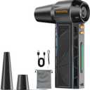 Compressed Air Duster, 300000RPM Powerful Electric Air Duster Rechargeable with LED Light and Brushless Motor, 4-Gear Cordless Mini Air Blower for Keyboard, Computers, Car, Outdoors (Black)