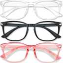 2 x Blue Light Glasses for Woman Men | 99% Blue Light Blocking Glasses for Computer Gaming TV Phone Screen Square Frame | Anti Eyestrain & UV Glare Protection - 5 Pairs