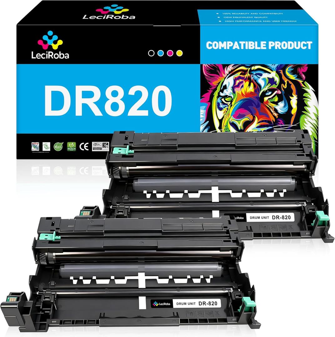 LeciRoba DR-820 Drum Unit Replacement for Brother DR820 for HL-L6200DW MFC-L5850DW MFC-L5900DW MFC-L6700DW MFC-L5800DW HLL6200DW HL-L5200DW HLL5100DN Printer (Yields Up to 30,000 Pages, Black, 2-Pack)