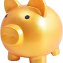 Cute Piggy Bank Plastic Pig Money Bank Adults Piggy Bank Pig Money Box Coin Bank Plastic Saving Coin Box for Boys Girls Kids (Golden)