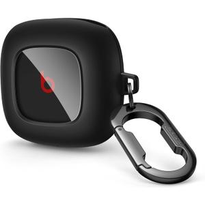 SURITCH Case Compatible with Beats Fit Pro Earbuds, Shock-Absorbing Protective TPU Shell for Beats Fit Pro Charging Case 2021 Earbuds Secure Locking System with Anti-Lost Keychain, Black