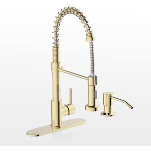 Casavilla Gold Kitchen Faucet with Soap Dispenser, Pull Down Kitchen Faucet with Sprayer, Single Handle Kitchen Sink Faucet with Dual Function Spray Head, Camper Laundry RV Faucet,PVD