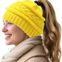 PFFY Beanie Hat for Women Winter Warm Knit Beanies Hats Skull Cap (Yellow)
