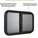 24"x15" RV Sliding Window - Horizontal Teardrop Style, DOT-Certified Tempered Glass & Trim Kit, Aluminum Alloy Frame w/Mesh Screen