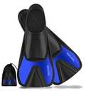 WACOOL Adult Short Light Full Foot Pocket Travel Size Fins Short Blade Fins Flippers for Snorkeling Diving Scuba or Swimming Training (Blue XL)