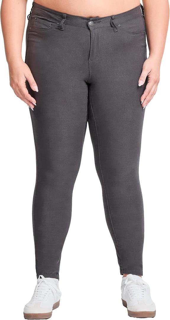 YMI Women's Hyperstretch Skinny Work Casual Mid-Rise Pants (Black,XL