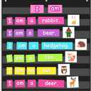 Godery Black Standard Pocket Chart for Classroom or Homeschool Teaching Supplies 7 Pocket Chart (Black)