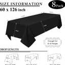 8 Packs Black Tablecloths 60x126 Inch Rectangular Table Cloths for 8 Foot Rectangle Tables, Wrinkle Resistant Washable Polyester Fabric Tablecloth for Dining Wedding Buffet Party Banquet