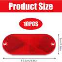 10 Pcs Front Reflector Oval Reflector with Mounting Hole, Driveway Trailer Reflectors with 20 Screws, Safety Reflectors for Fence, Gate, Posts, Garage, Car, Tunnels, Mailbox (Red, 4.45" * 1.96")