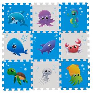 Puzzle Play Mat, Foam Floor Tiles, Children’s Foam Puzzle Mat Baby Floor Play Mat 34×34 Inches Sea World 9 Pieces, Edge Tooth A