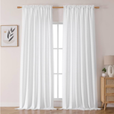 Chyhomenyc Sage White Curtains 120 Inch Length 2 Panels Set, Faux Linen Textured Semi Light Filtering Soft Airy Farmhouse Curtain Drapes for Living Room Bedroom, Each 60Wx120L