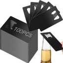 Nuogo 100 Pcs Stainless Steel Card Bottle Openers Bulk Metal Card Beer Openers Groomsmen Wallet Bottle Opener for Wedding Party Bridesmaid Favors Gifts (Black)