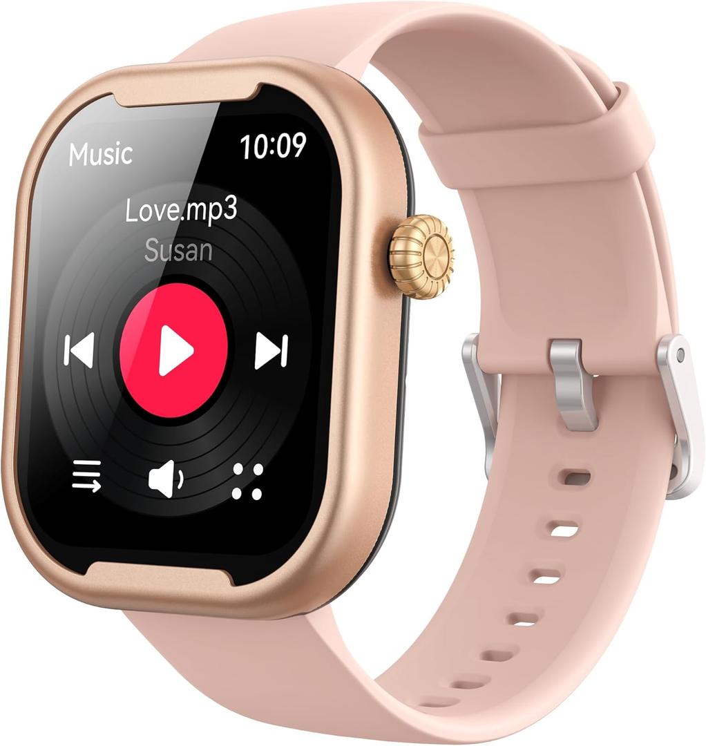 AGPTEK MP3 Player with Bluetooth, Watch MP3 Player with Watch Band for Running, Climbing, Hiking, Cycling, Jogging, Yoga, Pink