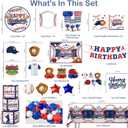 259pcs Baseball Birthday Decorations, All-in-one Baseball Birthday Party Pack with 20pcs Plates, Napkins, 2pcs Tablecloth, Banner, Balloon Arch for Baseball Party Supplies, 20 Guests