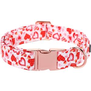 3 x Maca Bates Valentines Dog Collar Comfortable Soft Heart Dog Collar with Metal Buckle Adjustable Puppy Collar Valentine for Small Medium Large Dog (Valentine-Pink Love)
