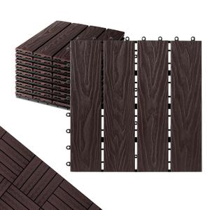 Polymer Interlocking Composite Deck Tiles Outdoor(10Pcs,Coffee)