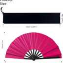 Large Folding Hand Fan, Nylon-Cloth Vintage Retro Fabric Fans, Glitter Bamboo Ribs Chinese Kung Fu Tai Chi Hand Fan for Women, Festival, Dance, Gift, Performance, Decorations