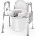 KEKOY Toilet Seat Risers for Seniors with Handles, Adjustable Height and Width Elevated Toilet Seat, Tool-Free Assembly Padded Seat for Elderly Handicap, Fits Most Round and Elongated Toilets, Grey
