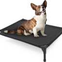 Elevated Dog Bed - Raised Dog Cot Fits Up to 150 LBs, Heavy Duty Pet Cot with Durable Supportive Mesh, Indoor & Outdoor, Black (Small)