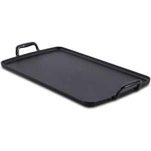 All-Clad Enameled Cast Iron Plancha Grill 11" x 19" Flat Top Griddle Pan, Oven & Broiler Safe to 650F, Heavy-Duty Nonstick Cookware for Stovetop & Grill, Black