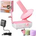 Yarn Winder, Electric Yarn Ball Winder Stepless Speed, 10oz Capacity Automatic Winder for Crocheting Knitting, Adjustable Strong Spring Tension Yarn Cake Spinner Roller Swift (Pink)