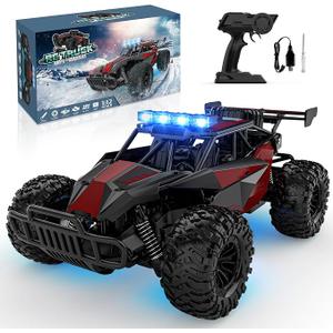 BLUEJAY Remote Control Car, 2.4GHz High Speed 33KM/H RC Cars Toys, 1:12 Monster RC Truck Off Road with LED Headlight and Rechargeable Battery Gifts for Adults Boys 8-12