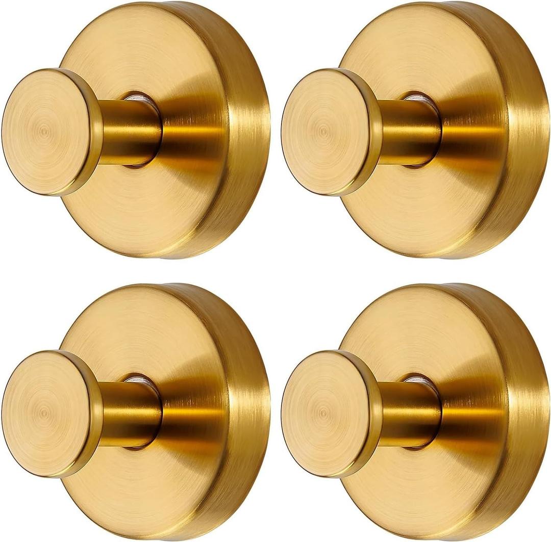 Gold Wreath-Hanger, Strong Stainless Steel Suction-Cup-Wreath-Hooks, 4 Pack Wreath-Door-Hanger Fall Halloween Christmas Decorations, Welcome Sign for Front Door Indoor Outdoor, Reusable Holder